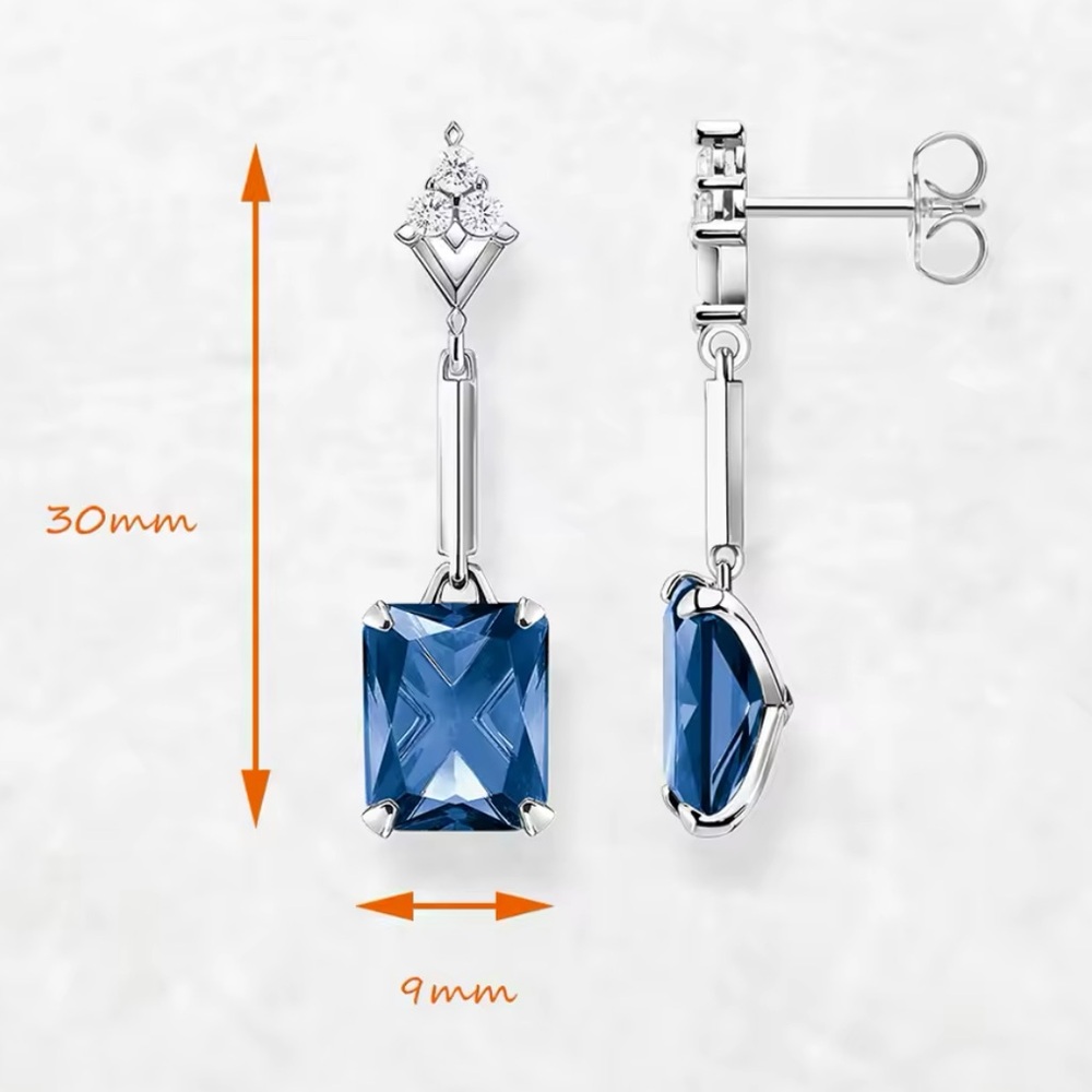 Elegant Blue Silver Earrings - Picture 3 of 6